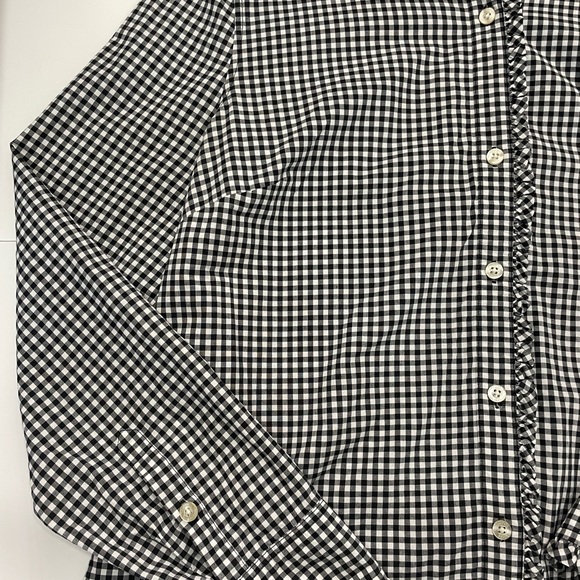 Vineyard Vines Long Sleeve Dress Shirt Frills Button Up Black & White Girls 14 - Picture 3 of 15